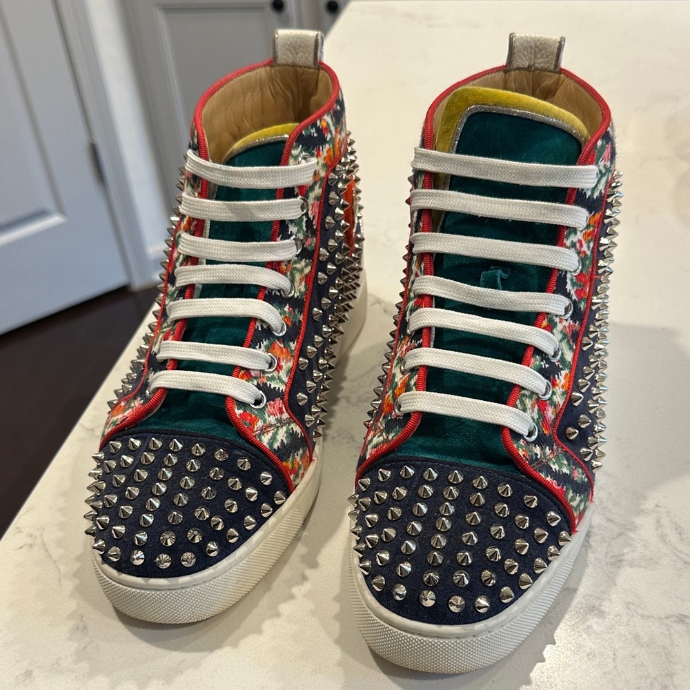 Christian Louboutin Multicolor Spiked High-Top Sneakers
